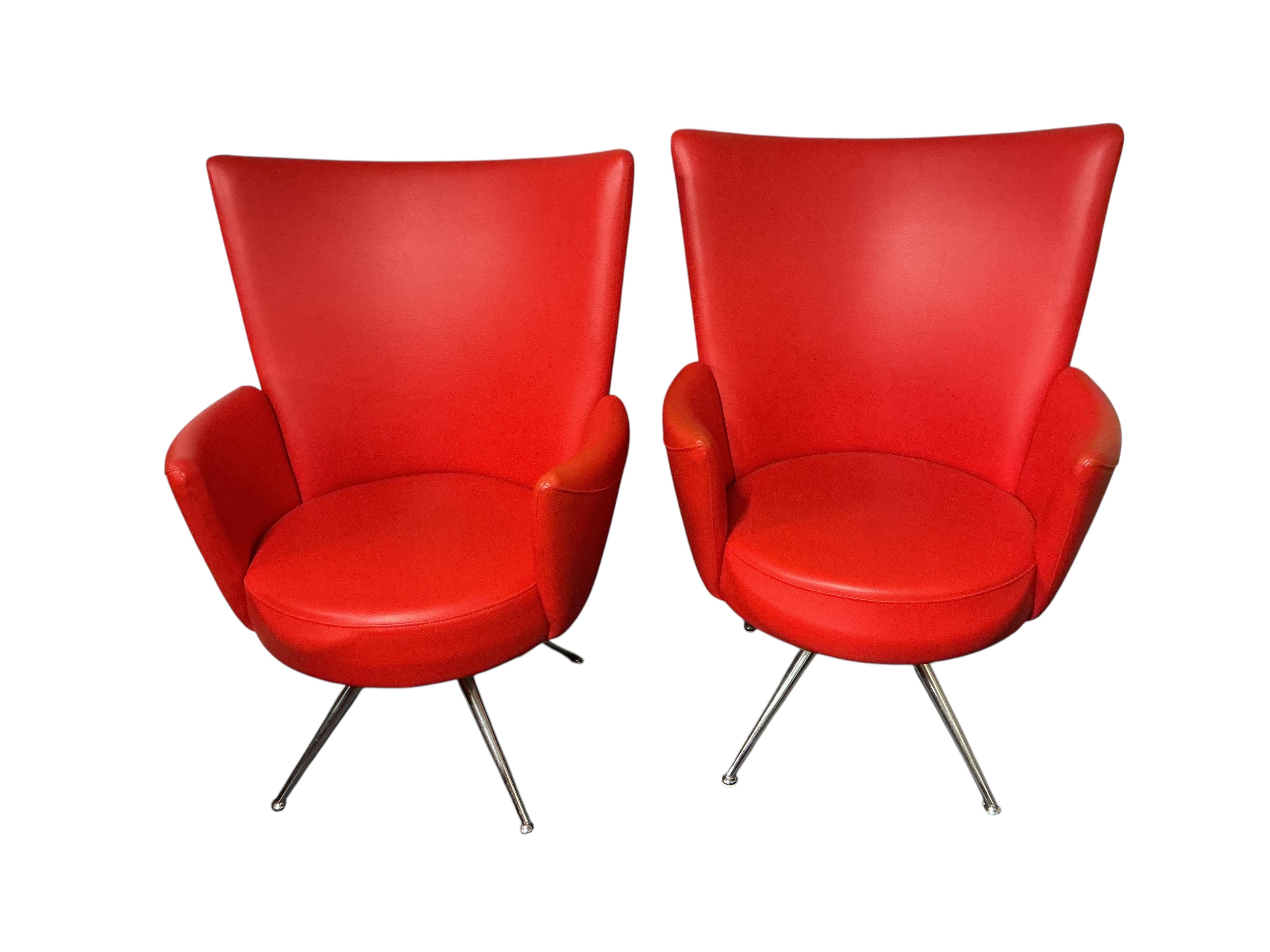 A Contemporary Italian red leather three piece suite, sofa width 145cm, depth 50cm, height 101cm